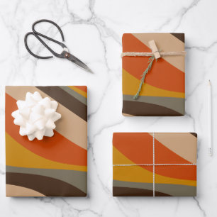Feuille De Papier Cadeau Lignes Abstraites de vague d'automne modernes dans