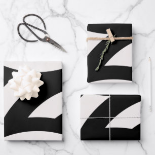 Feuille De Papier Cadeau Lignes Arches Abstraites Vintages rétro Noir Blanc