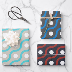 Feuille De Papier Cadeau Lignes courbes avec points