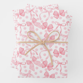 Feuille De Papier Cadeau Lignes et points roses