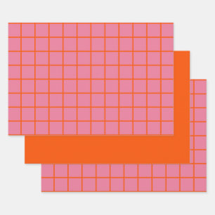 Feuille De Papier Cadeau Lignes minimales tendance rose chaud