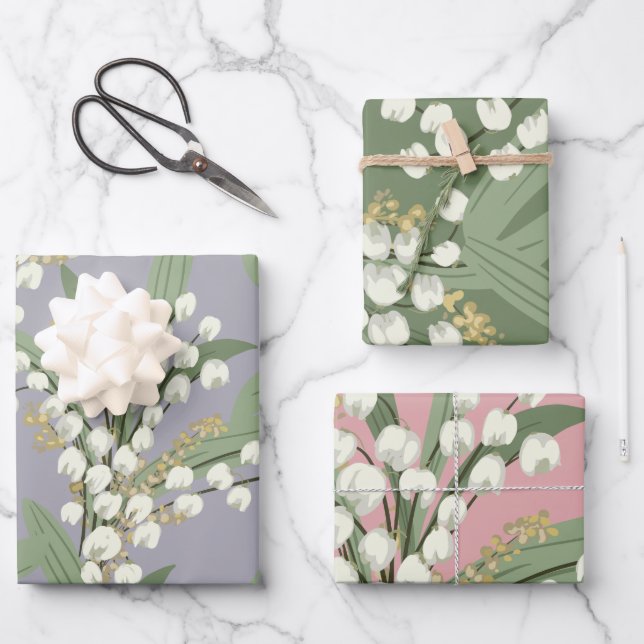 Feuille De Papier Cadeau Lily de la vallée Floral (Recto)