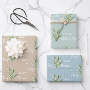 Feuille De Papier Cadeau Lily de la Vallée Floral Joyeuse Fête des mères