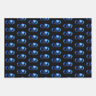 Feuille De Papier Cadeau L'infini lumineux avec une rose bleue
