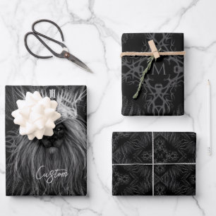 Feuille De Papier Cadeau Lion avec monogramme de couronne