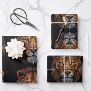 Feuille De Papier Cadeau Lion Mosaic Vitrail