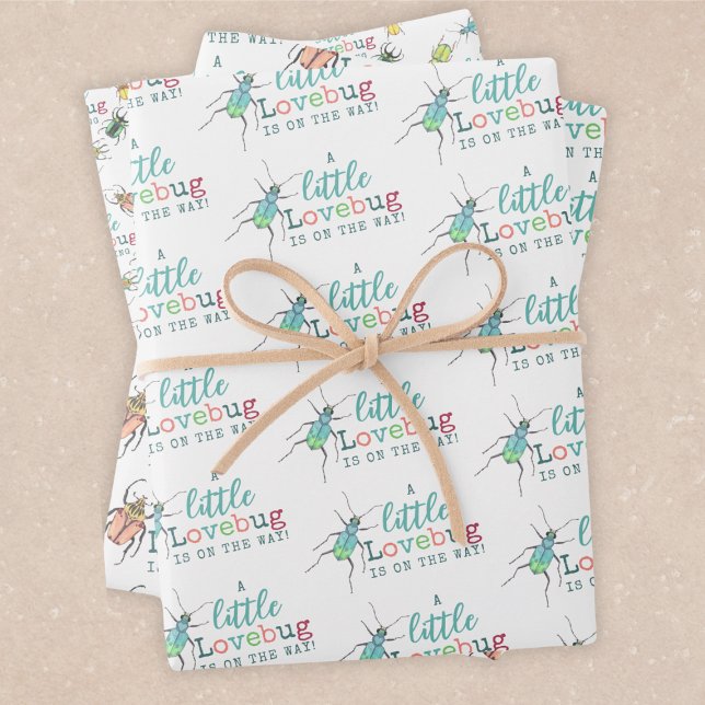 Feuille De Papier Cadeau Little Love Bug sur le chemin Baby shower (Créateur téléchargé)