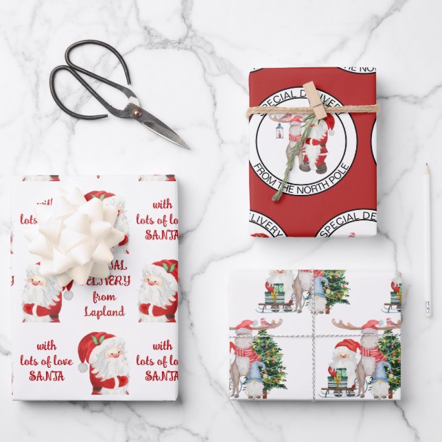 Feuille De Papier Cadeau Livraison spéciale de Père Noël Set de Noël (Recto)