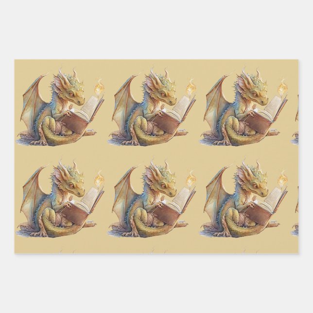 Feuille De Papier Cadeau Livre Dragon (Devant)