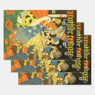 Feuille De Papier Cadeau Livres de lecture de Mother Goose vintage pour enf