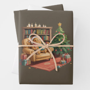 Feuille De Papier Cadeau Livres de lecture en pain d'épices Noël Enseignant