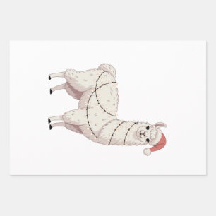 Feuille De Papier Cadeau Llama Lumières de Noël Animaux Robustes Amoureux A