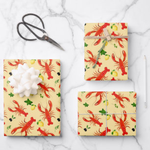 Feuille De Papier Cadeau Lobster Lemons Olives colorées