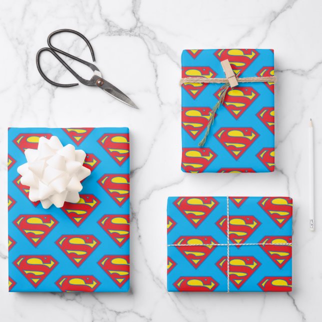 Feuille De Papier Cadeau Logo classique Supergirl avec fond bleu (Recto)
