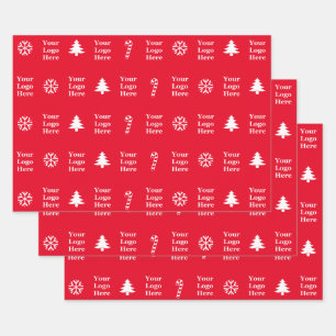 Feuille De Papier Cadeau Logo d'affaires Sucre de canne Red White Christmas