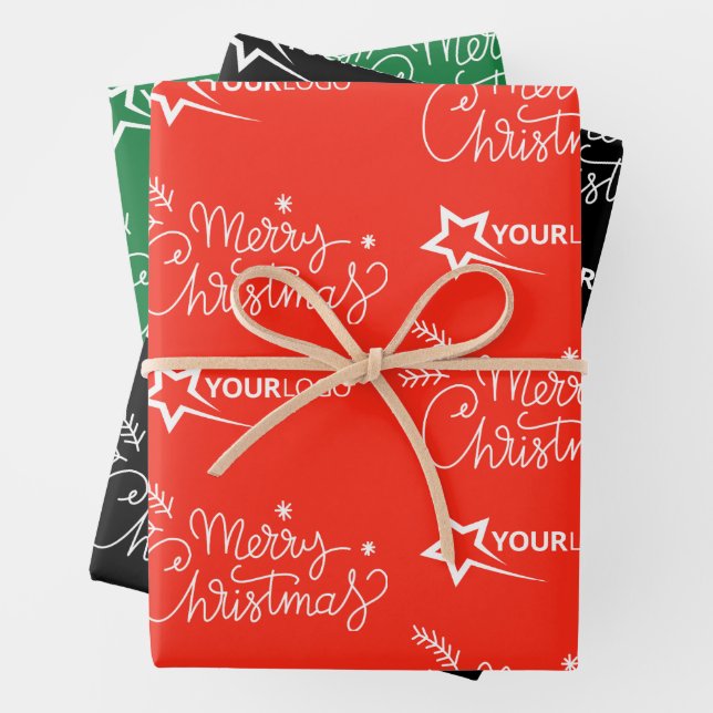 Feuille De Papier Cadeau Logo de l'entreprise personnalisée Noël Élégant (En situation)