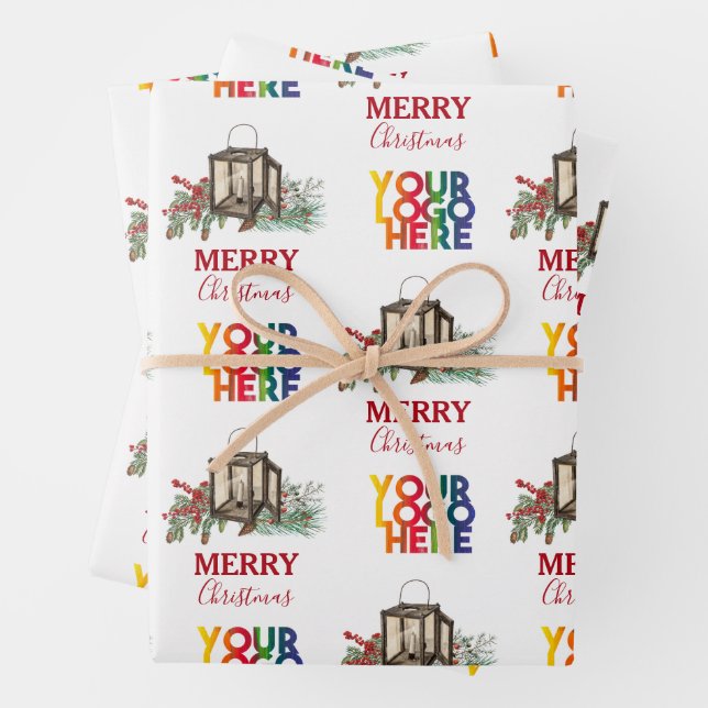 Feuille De Papier Cadeau Logo d'entreprise rustique Noël (En situation)