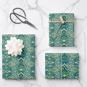 Feuille De Papier Cadeau Lotus Ikat Motif - Le Lotus Blanc
