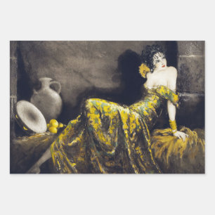 Feuille De Papier Cadeau LOUIS ICART Senorita, Gitan Heavweight Decoupage