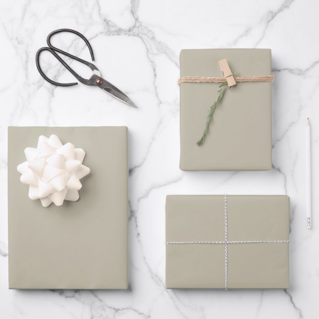 Feuille De Papier Cadeau Loup en bois massif gris beige (Recto)