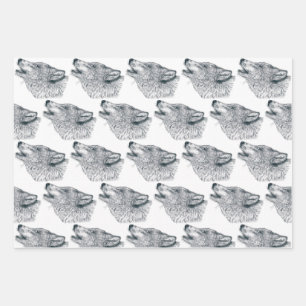 Feuille De Papier Cadeau Loup hurlant