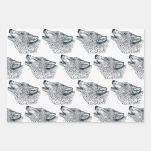 Feuille De Papier Cadeau Loup hurlant