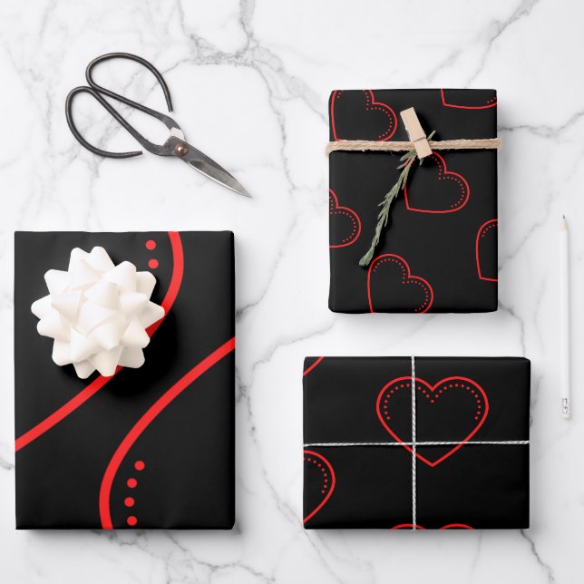 Feuille De Papier Cadeau Love Heart Red Valentine's (Recto)