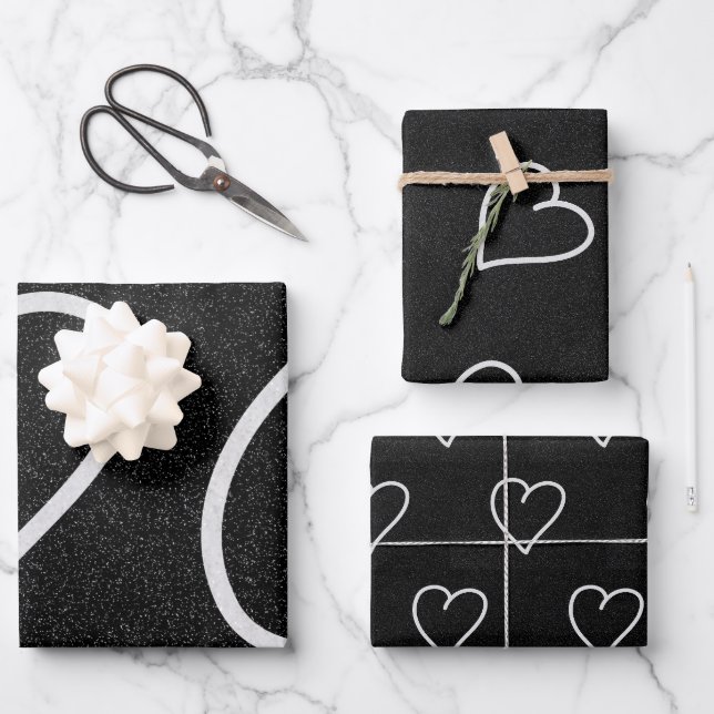 Feuille De Papier Cadeau Love Heart White Parties scintillant Valentine's W (Recto)