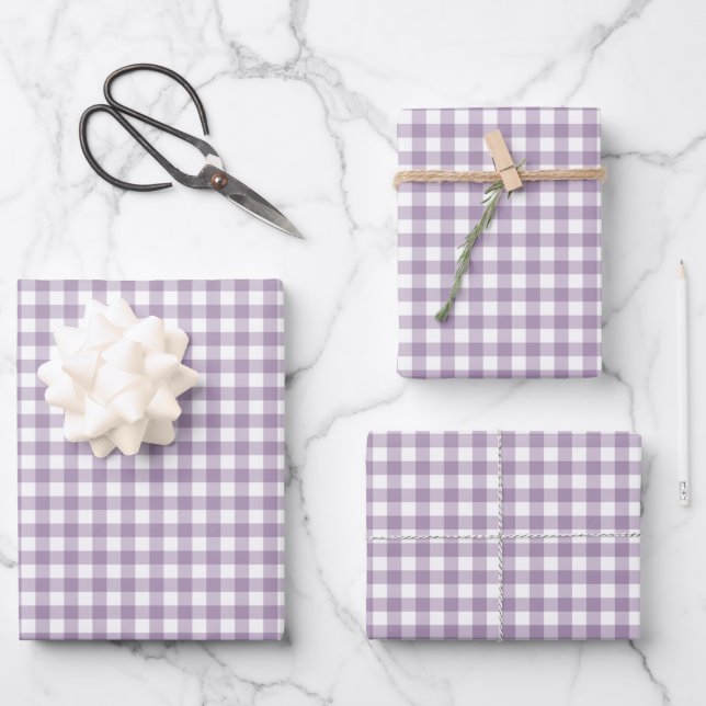 Feuille De Papier Cadeau Lovely Lavender En vichy Check Motif (Recto)