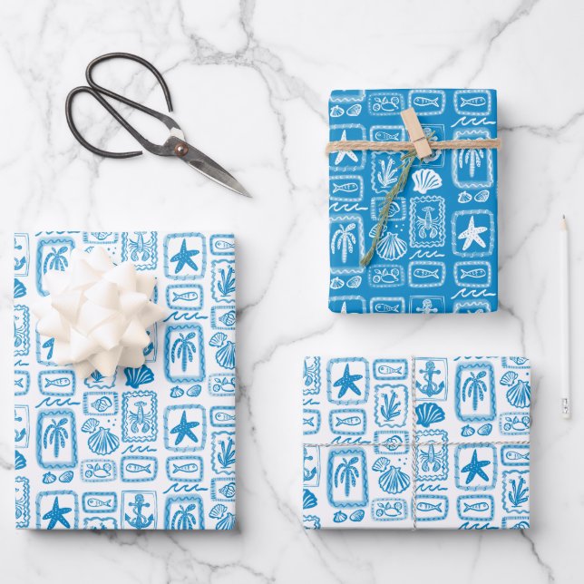 Feuille De Papier Cadeau LoveNotes de la plage de l'océan moderne personnal (Recto)