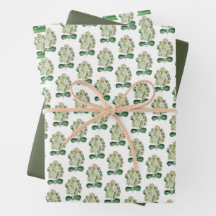 Feuille De Papier Cadeau Lucky Shamrock Clover Watercolor Art