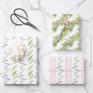 Feuille De Papier Cadeau Lumières de Noël aquarelle
