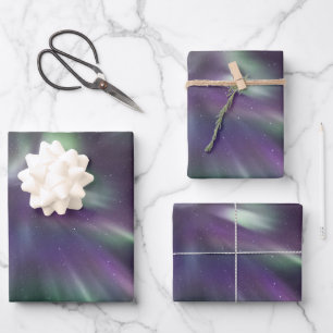 Feuille De Papier Cadeau Lumières Nord colorées