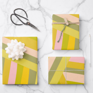 Feuille De Papier Cadeau Lumineuses Grandes Citrus modernes Vert et rose