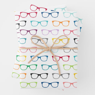 Feuille De Papier Cadeau Lunettes de haute couleur Motif Nerd