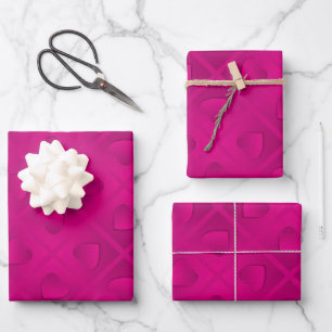 Feuille De Papier Cadeau Luxe Moderne Élégant Coeur Rose
