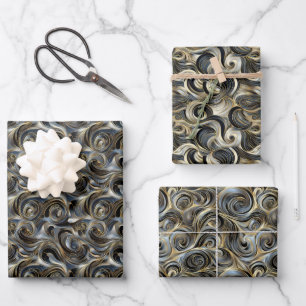 Feuille De Papier Cadeau Luxueux Motif en métal torride en or