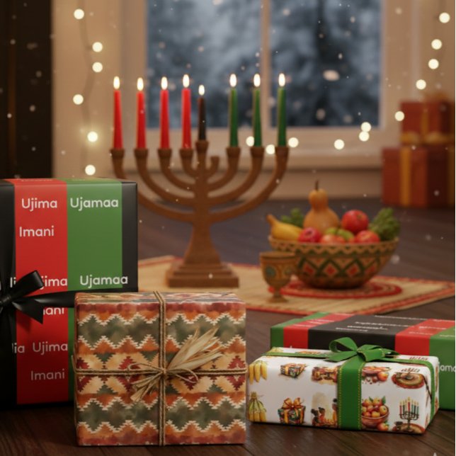 Feuille De Papier Cadeau Luxury Kwanzaa Wrapping Paper Set | Nguzo Saba (Créateur téléchargé)