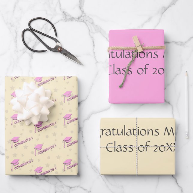 Feuille De Papier Cadeau Lycée Personnalisé Pink Yellow (Recto)