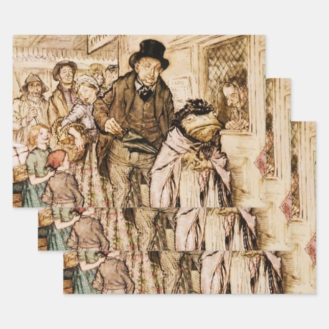 Feuille De Papier Cadeau M. Toad achète un billet d'Arthur Rackham (Lot)
