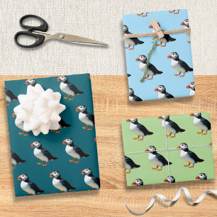 Feuille De Papier Cadeau Macareux de l'Atlantique Faune côtière Oiseau mari