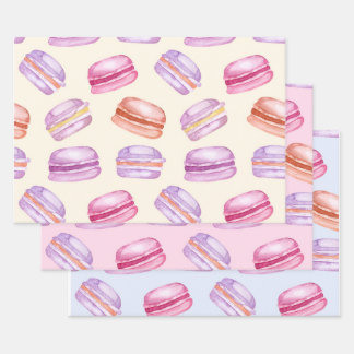 Feuille De Papier Cadeau Macarons sucrés sur beau motif pastel