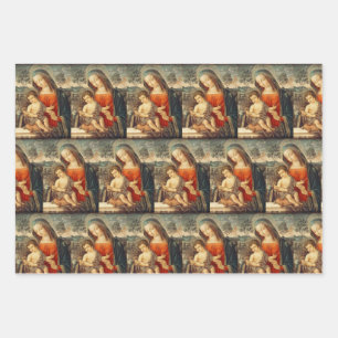 Feuille De Papier Cadeau Madonna et Christ Enfant Art classique Noël