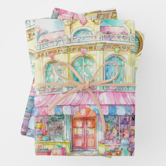 Feuille De Papier Cadeau Magasin de jouets à Paris aquarelle