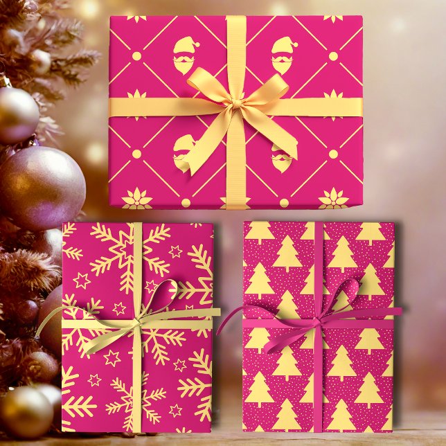 Feuille De Papier Cadeau Magenta and Yellow Modern Holiday  (Créateur téléchargé)
