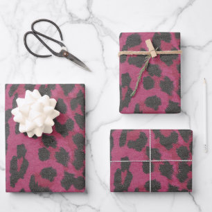Feuille De Papier Cadeau Magenta Leopard