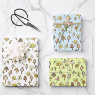Feuille De Papier Cadeau Magic Champignons Aquarelle Forêt Motif Cadeau