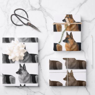 Feuille De Papier Cadeau Magnifique berger allemand Portrait Black & Tan Wr