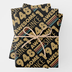 Feuille De Papier Cadeau Magnifique depuis 1948 75e anniversaire