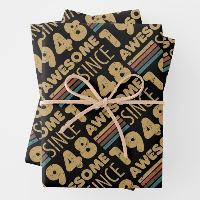 Feuille De Papier Cadeau Magnifique depuis 1948 75e anniversaire (En situation)